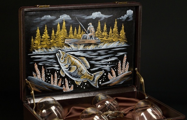 Набор бокалов  «Рыбалка»  эконом 4 шт. в подарочном кейсе с художественным оформлением  430 мл - фото №2