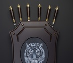 Подарочный набор шампуров «Щит с тигром» темный - фото №1