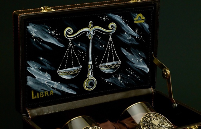 Стакан для виски Зодиак "Весы"  2 шт.  в подарочном кейсе с художественным оформлением 310 мл - фото №2