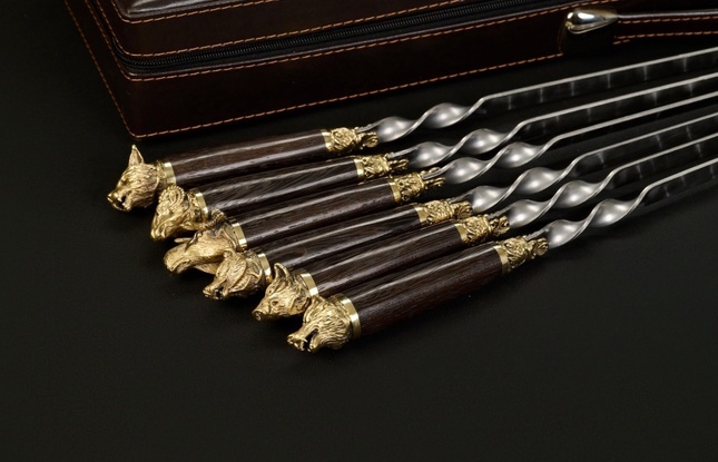 Набор шампуров в футляре «Скиф 7» Звери лесные - фото №1