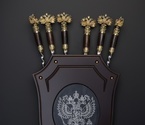 Подарочный набор шампуров «Щит Держава» темный - фото №1