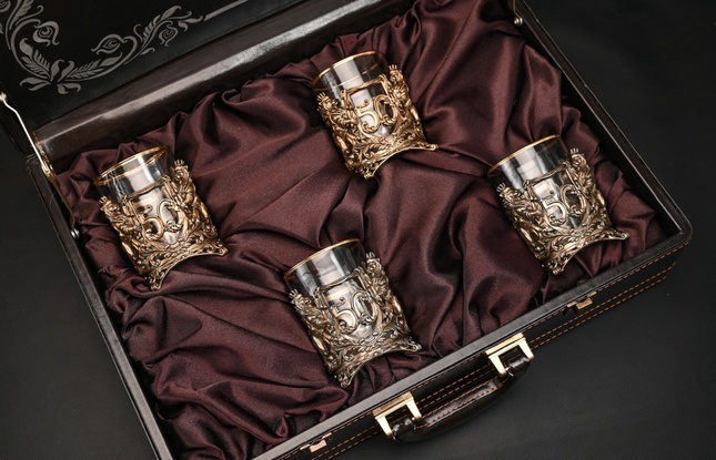 Подарочный набор стаканов для виски   Юбилейный 50  лет  4 шт. 310 мл в подарочном кейсе  с художественным оформлением - фото №3