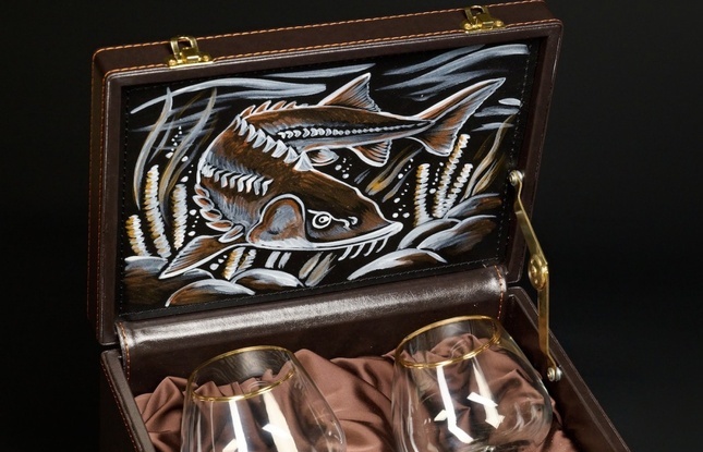 Набор бокалов  «Рыбалка»  эконом 2 шт. в подарочном кейсе с художественным оформлением  430 мл - фото №1