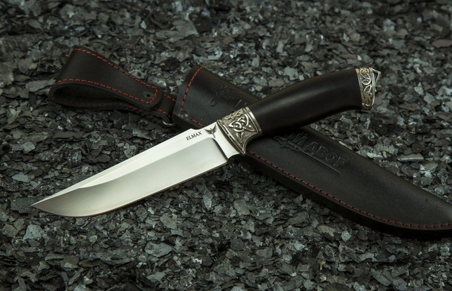 Нож «Скорпион 2» (elmax, мореный граб, литье мельхиор 1) - фото №1