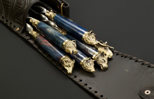 Набор шампуров в чехле "Кочевник 3 Звери Лесные Премиум" - фото №2