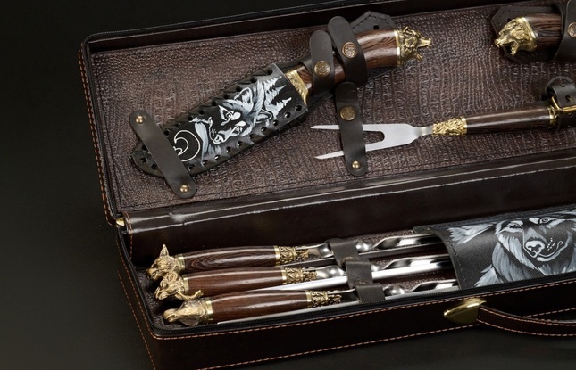 Набор шампуров в футляре «Скиф 6» Звери лесные - фото №1