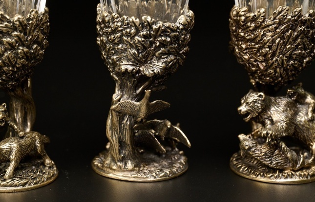 Набор лафитников «Русский Лес " 3 шт в подарочном футляре с художественным оформлением  50 мл - фото №13