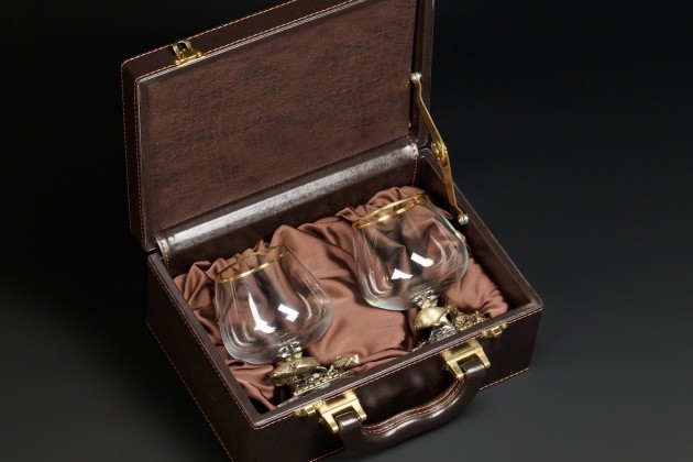 Бокал для коньяка "Рыбалка" эконом 430 мл 2 шт в подарочном футляре 