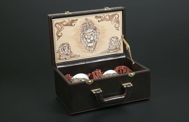 Чашка для кофе "Лев Vip" 2шт. в подарочном футляре с художественным оформлением беж.  200 мл - фото №5