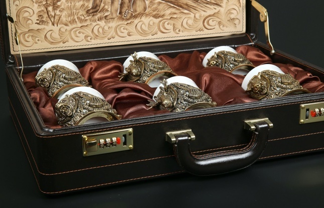 Набор чашек  для кофе "Трофейный" 6 шт. в подарочном футляре с художественным оформлением 200 мл - фото №4