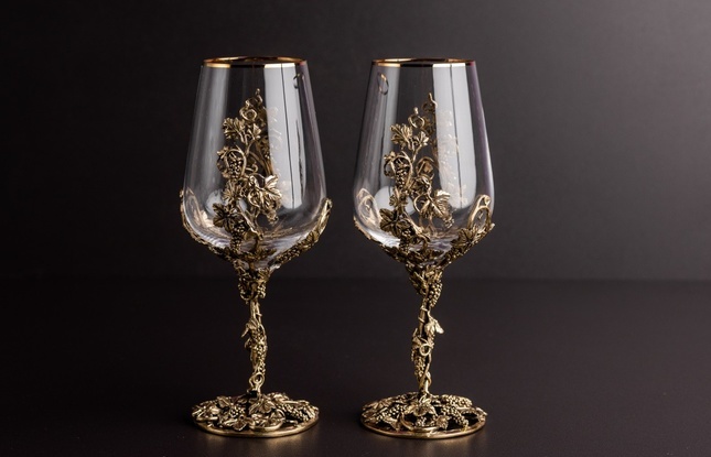 Набор бокалов для вина «Виноград» (2шт.) в подарочном футляре 450 мл - фото №3