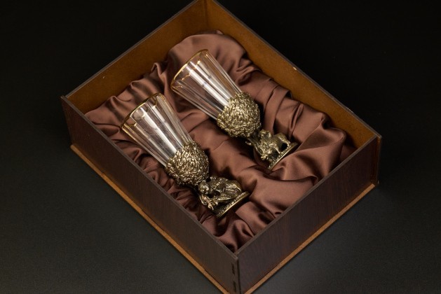 Набор рюмок-лафитникоф «Русский Лес» 2шт  в подарочной коробке