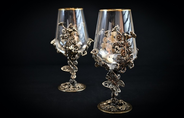 Бокал для вина "Цветочная фантазия"  1 шт.  в подарочном футляре с художественным оформлением  430 мл - фото №3