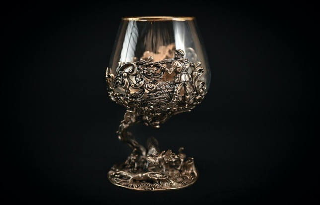 Бокал для коньяка "Охота Элит"  4 шт.  в подарочном футляре с художественным оформлением  430 мл - фото №6