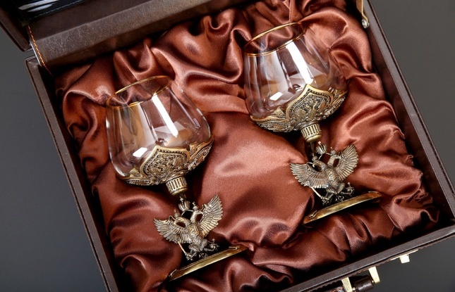 Бокал для коньяка «Гербовый» 2 шт. в подарочном футляре с художественным оформлением  430 мл - фото №5