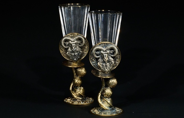 Набор лафитников для водки «Знаки Зодиака Овен» (2 шт.) в подарочном футляре c художественным оформлением 50 мл - фото №5