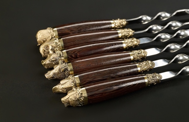 Набор шампуров в футляре «Презент 6 Звери каменные» - фото №6