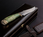Подарочный нож «Клык 2» (дамасская сталь, карельская береза) в футляре - фото №4