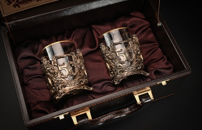 Стакан для виски  Юбилейный 50  лет  2шт. 310 мл в подарочном кейсе  с художественным оформлением - фото №2
